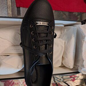 Authentic new gucci ace black leather trainers low top men 8.5 USA Men